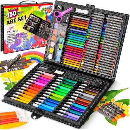 150 Pieces Drawing Art Supplies Kit – Complete Painting & Coloring Set for Kids