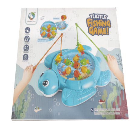 Turtle Fishing Game with Swimming Fish – Interactive Water Play Toy for Kids with Rotating Fish & Catching Rods