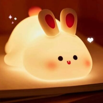 Cute Rabbit Plush Night Lamp – USB Rechargeable Touch Control LED Lamp for Kids